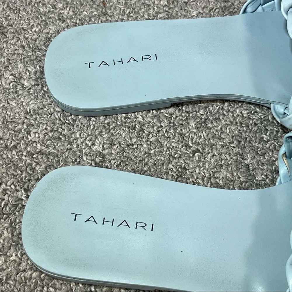 Tahari Woven Slide Sandals Womens Size 8.5 Tristina Aqua Shoes - Picture 4 of 6